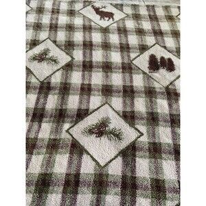 Woolrich Home Green Plaid Fleece Throw Blanket 49x63 Hunting Cabin Lodge Vintage